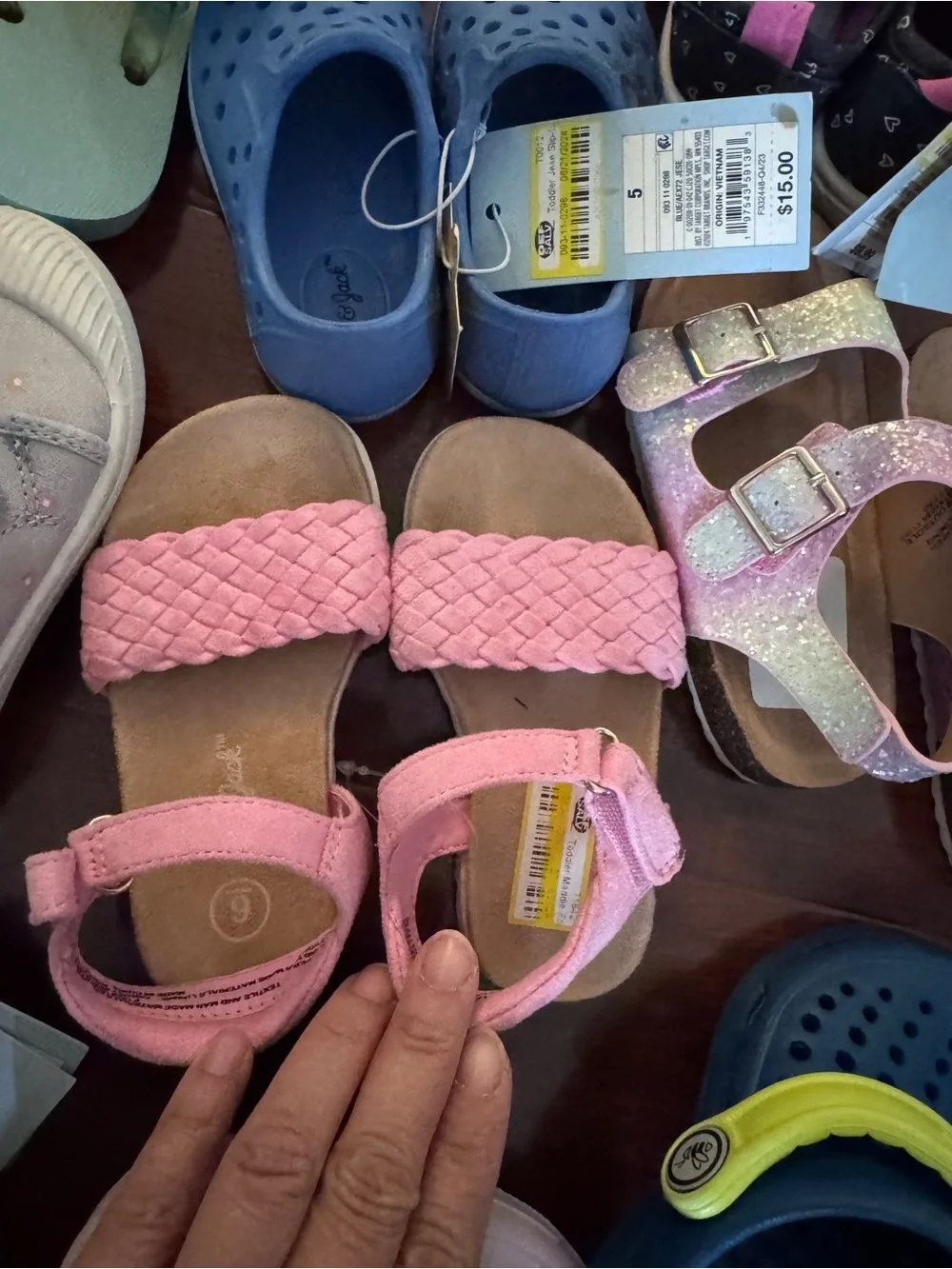 Cat & Jack Kids Pink, Blue, Mint & Silver Multi-Pack Sandal & Clog Lot - Picture 6 of 11
